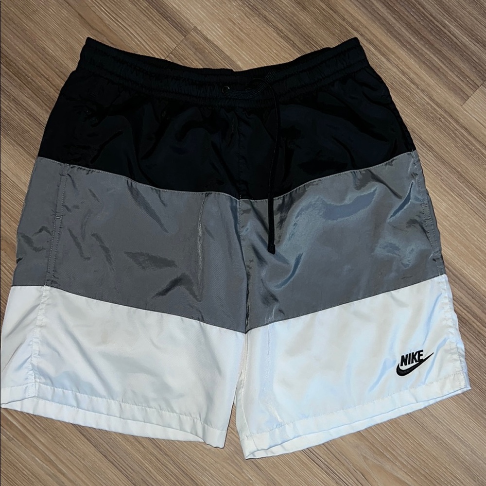 Nike Black, Gray, and White Shorts (swimwear) size Medium